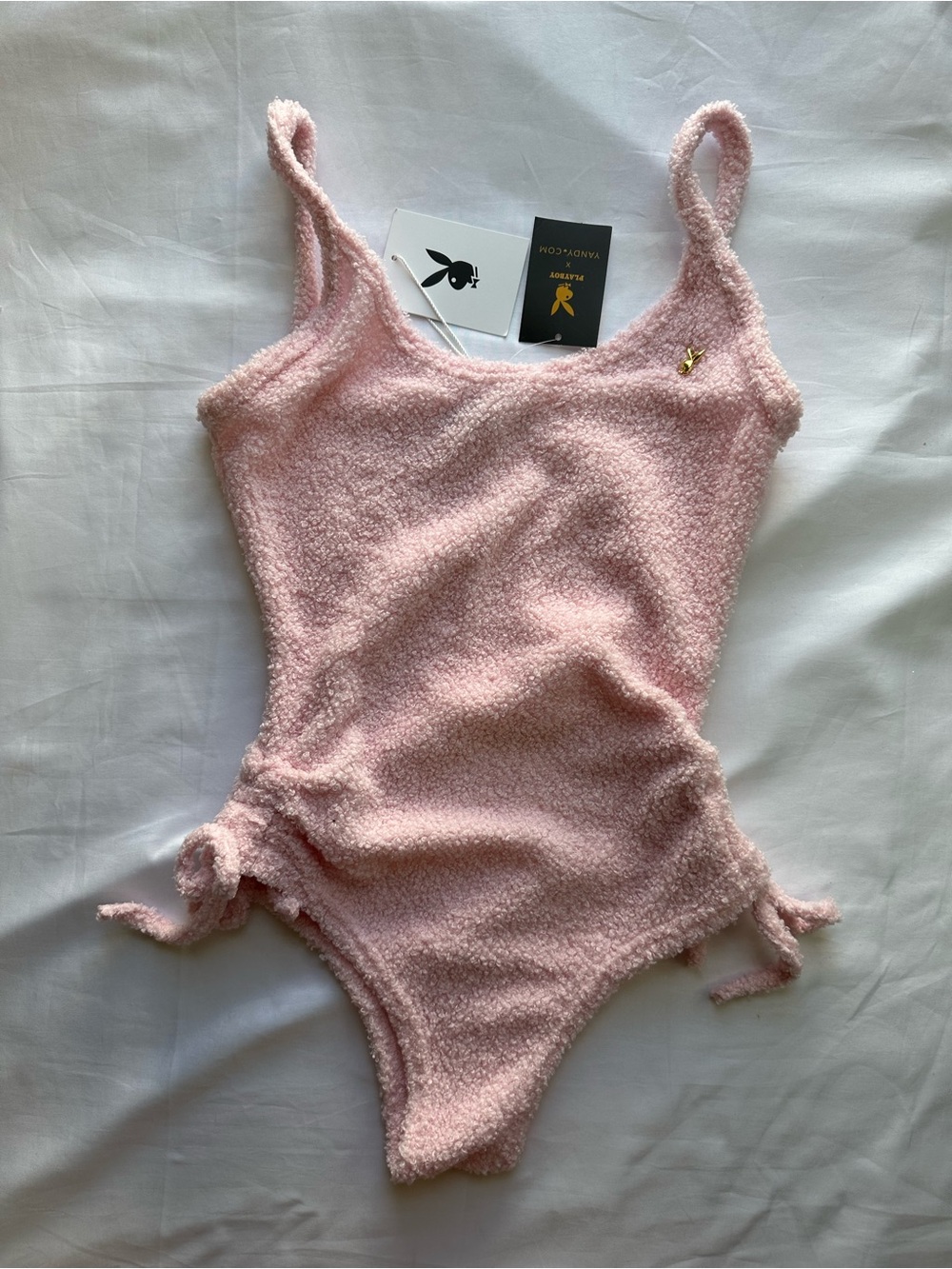 PLAYBOY Plush Light Pink One-Piece Bodysuit